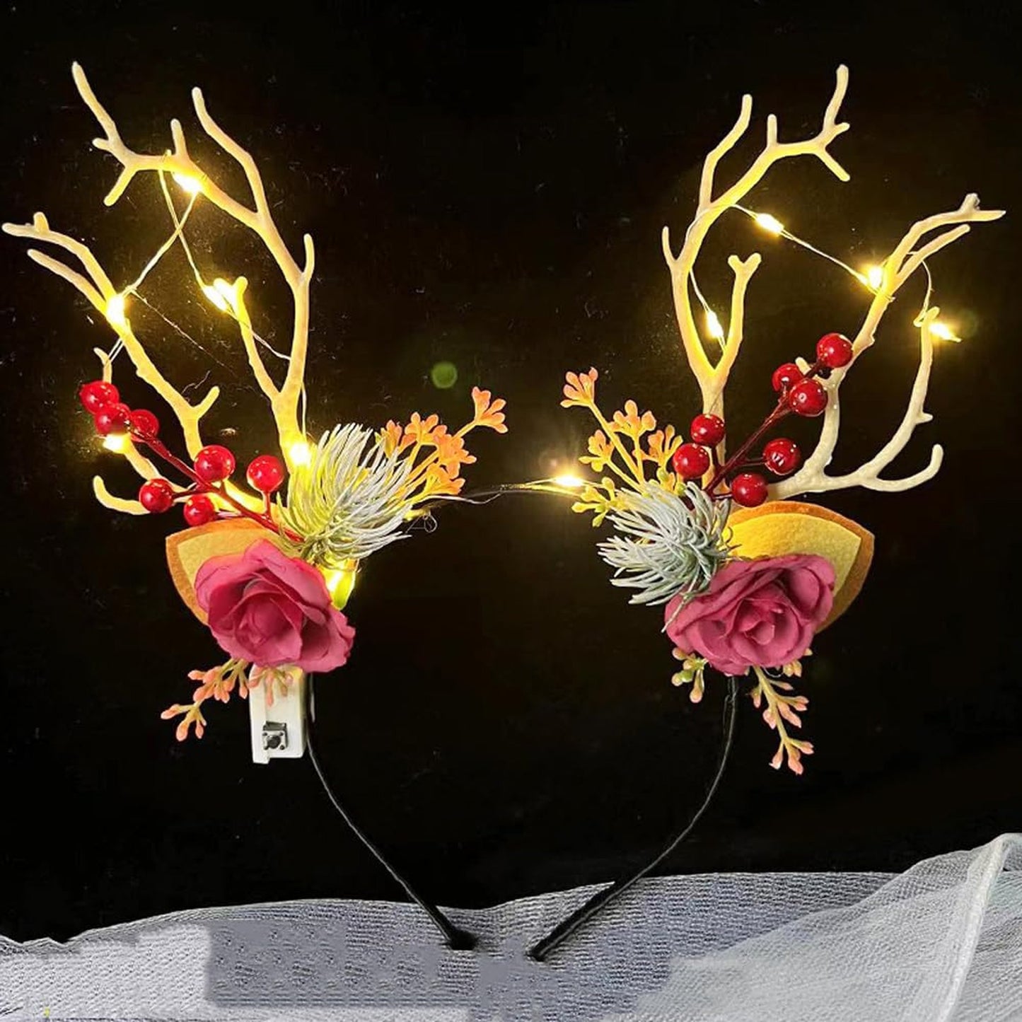 Glowing Reindeer Headband with LED Lights for Parties