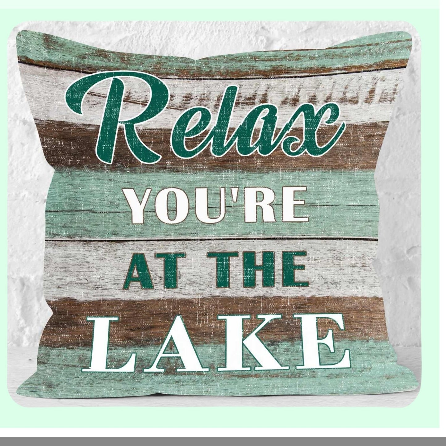 Rustic Lake Retreat Decorative Pillow Cover - Vintage Style Relaxation at The Lake Square 18X18 Inches - Cabin Chic Home Decor Accent