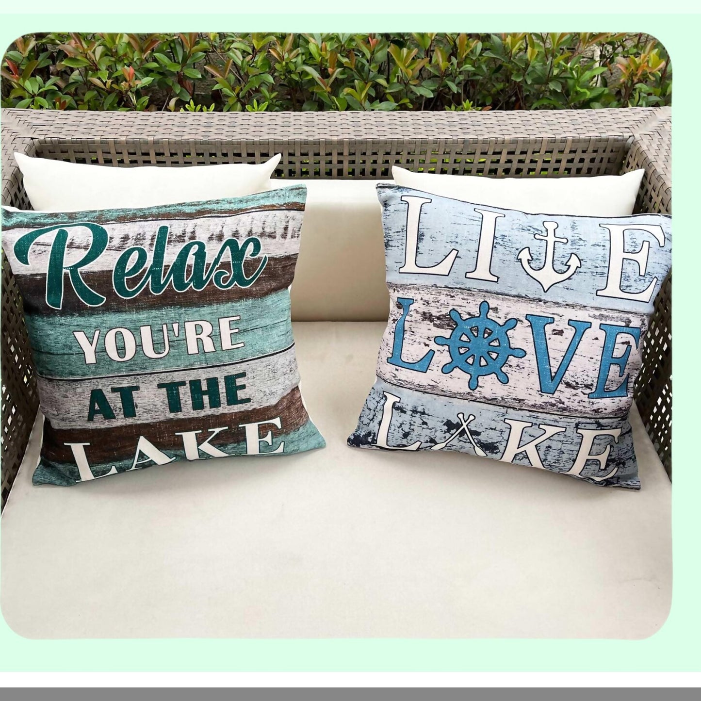 Rustic Lake Retreat Decorative Pillow Cover - Vintage Style Relaxation at The Lake Square 18X18 Inches - Cabin Chic Home Decor Accent