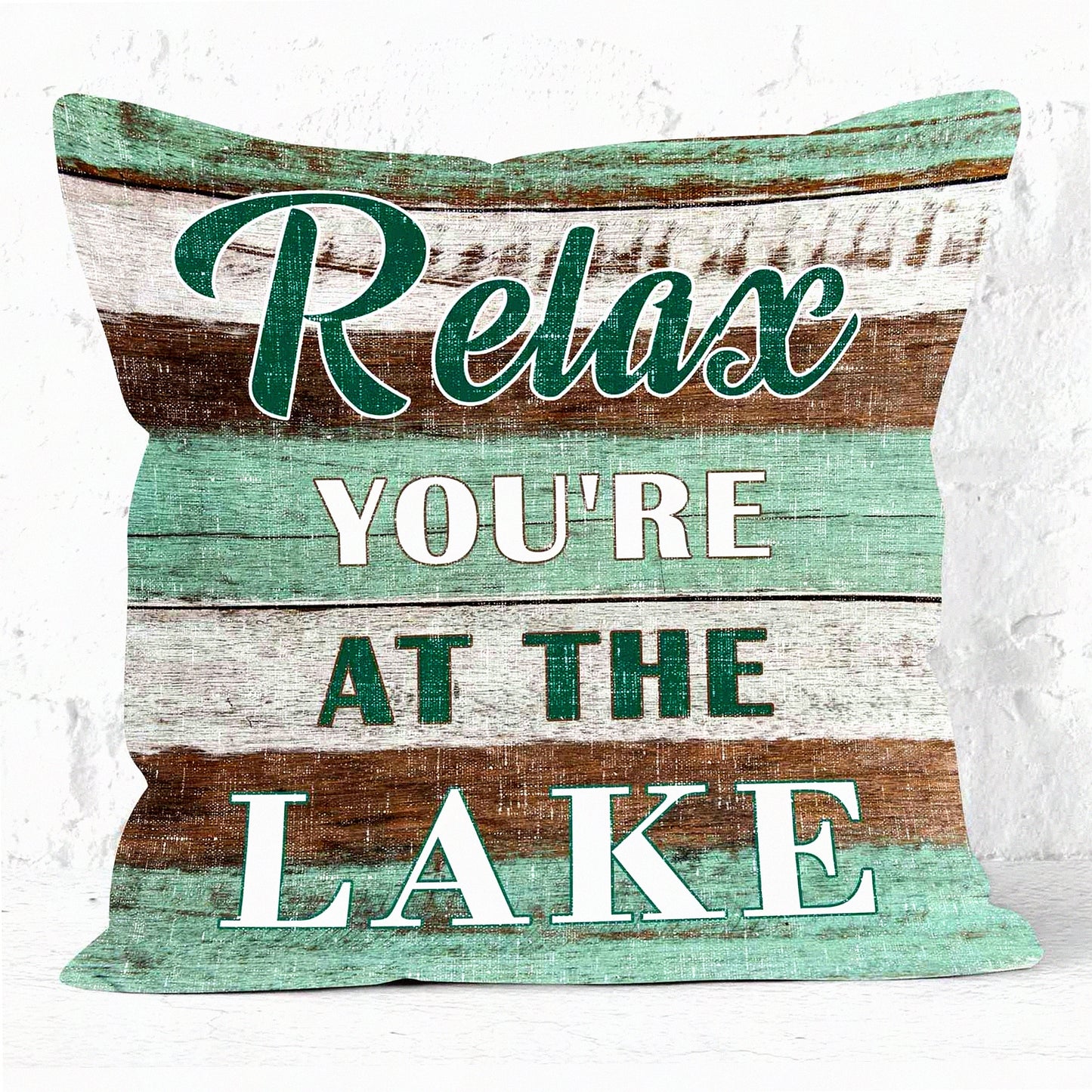Rustic Lake Retreat Decorative Pillow Cover - Vintage Style Relaxation at The Lake Square 18X18 Inches - Cabin Chic Home Decor Accent