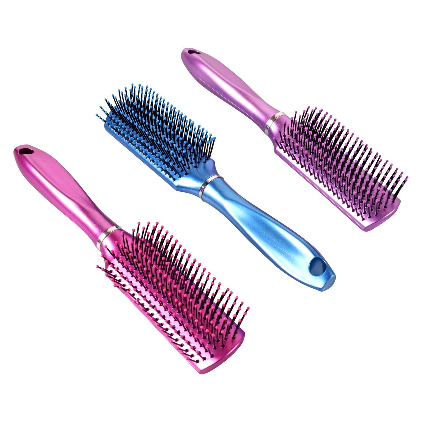 Metallic Plastic Hair Brushes (Pack of 24)