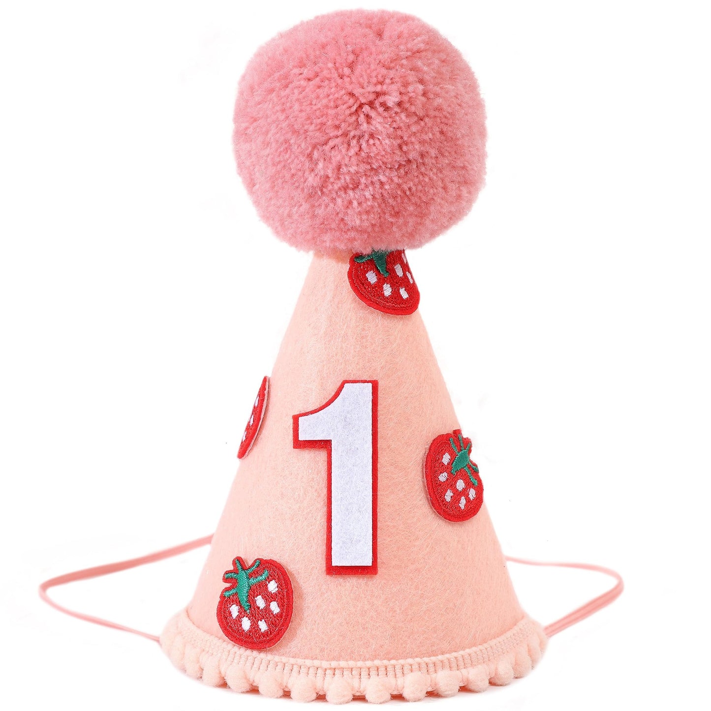 Strawberry Sweet One Crown - Pink Felt 1st Birthday Hat for Baby Girls - First Birthday Decoration - Sweet Strawberry Birthday Crown