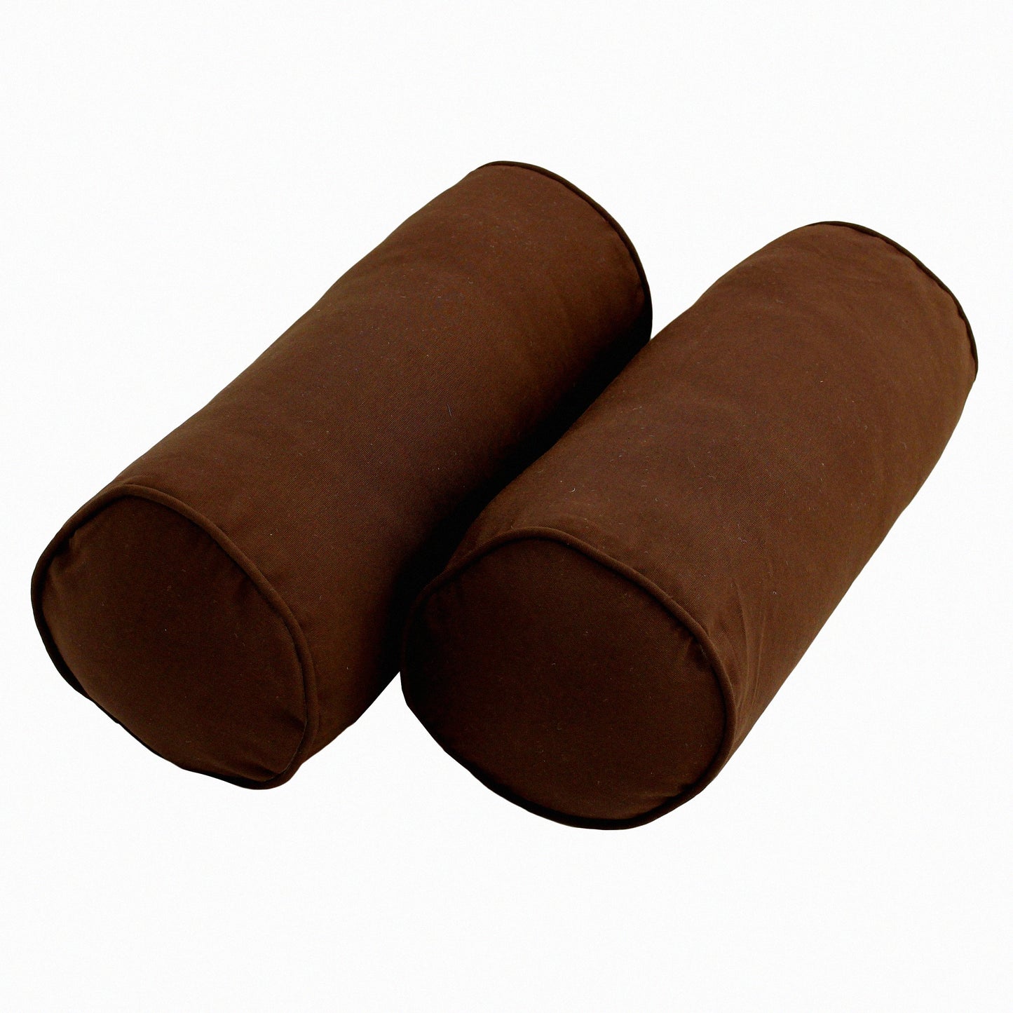 Luxury Chocolate Microsuede Bolster Pillow Set - 20x8 Inch (2 Pack) - Soft Corded Design for Ultimate Comfort and Support - Decorative Bedding Accessory