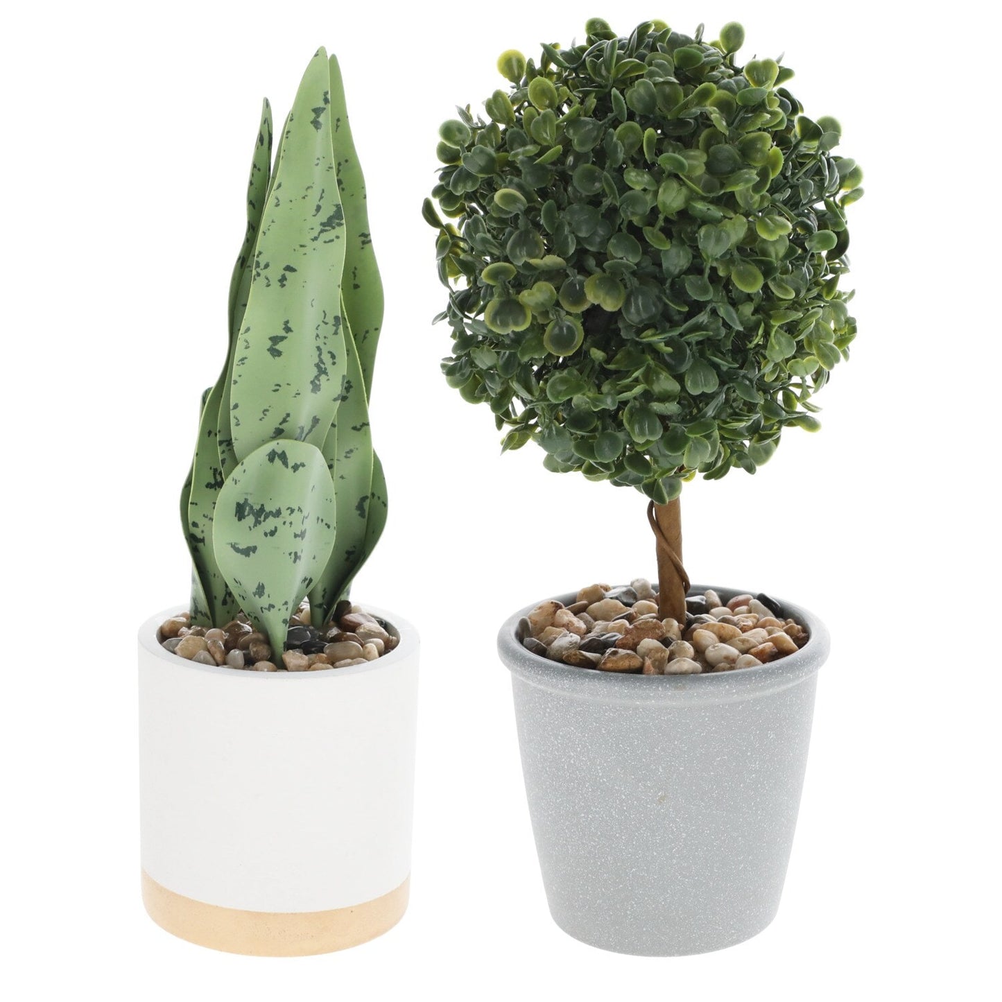 Artificial Potted Topiaries and Snake Plants, 12-in. (Pack of 8)
