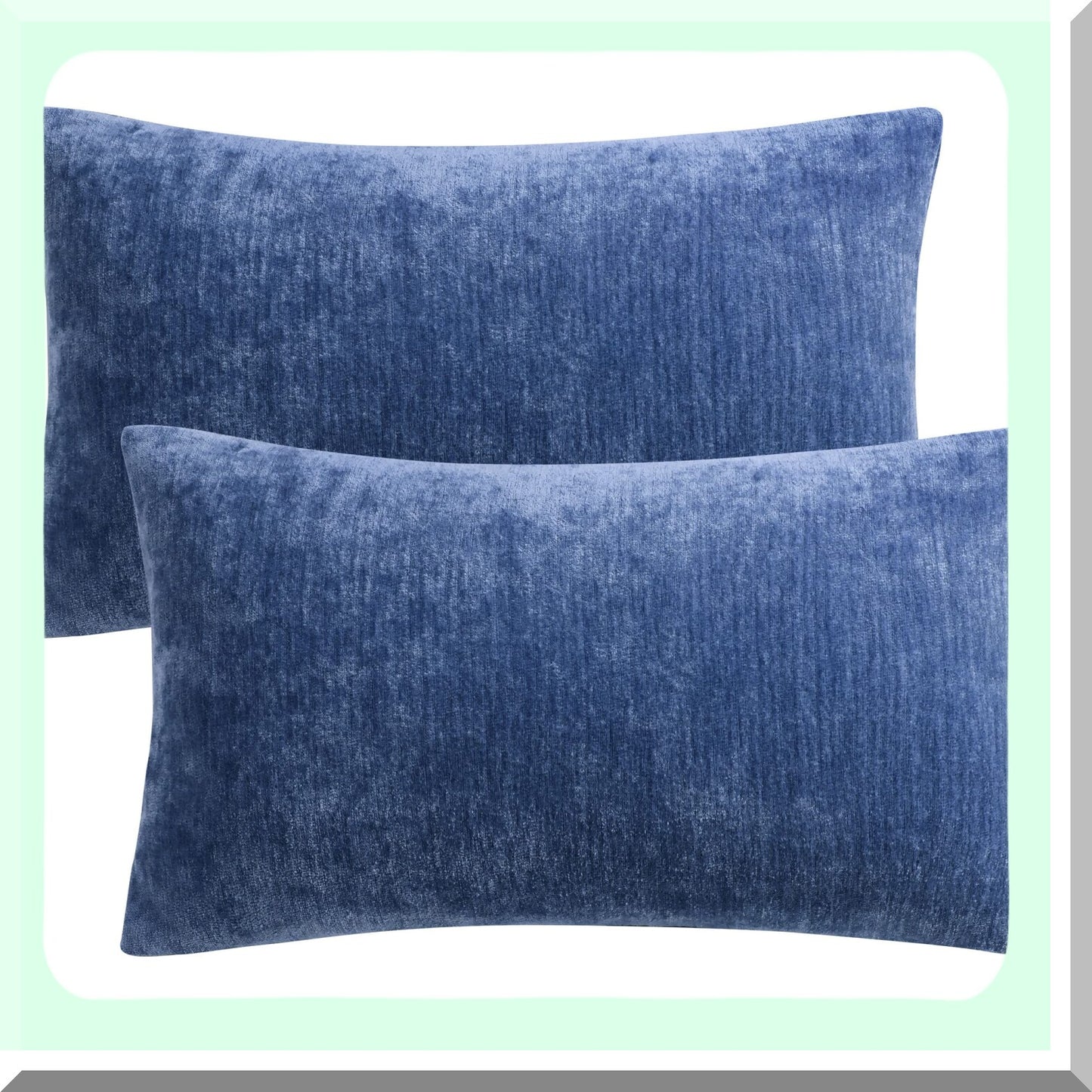 Water Repellent Chenille Throw Pillow Covers - Set of 2 Soft Decorative Cushion Covers for Sofa Car, Cute Home Pillowcases, 12x20 Inch Navy Blue