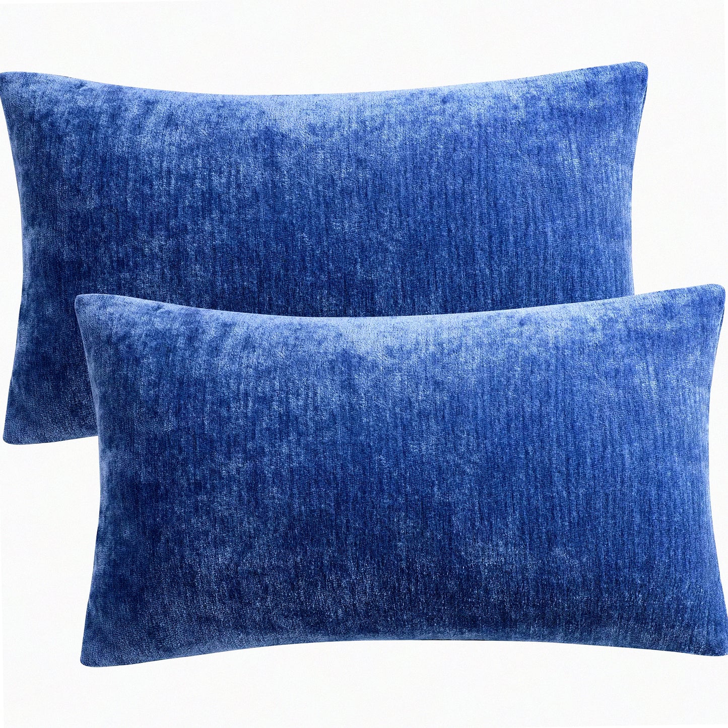 Water Repellent Chenille Throw Pillow Covers - Set of 2 Soft Decorative Cushion Covers for Sofa Car, Cute Home Pillowcases, 12x20 Inch Navy Blue