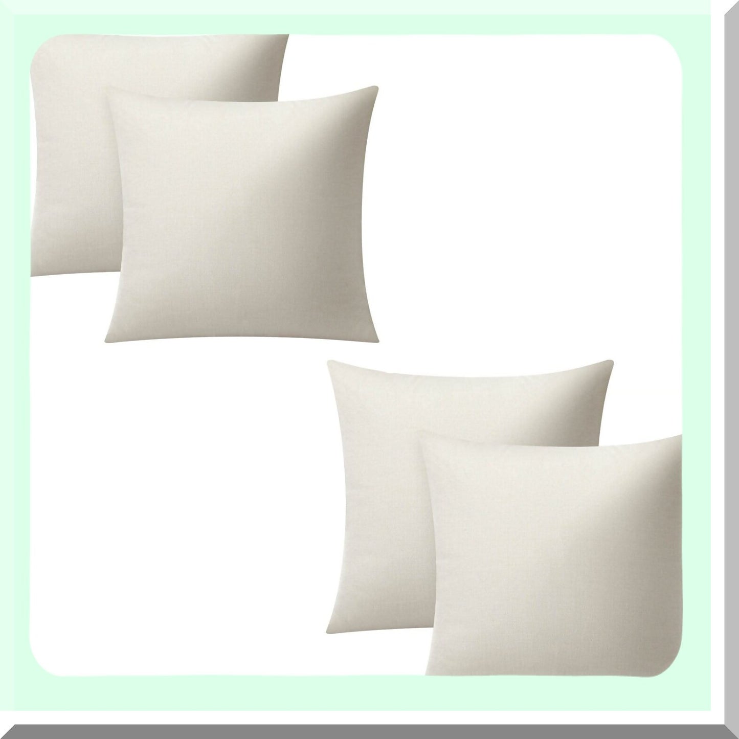 Linen Sublimation Decorative Pillow Covers - Set of 4 Off-White 16x16 Inch Cushion Cases for Square Couch - Blank Design for Customization