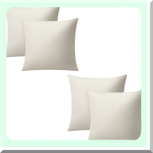 Linen Sublimation Decorative Pillow Covers - Set of 4 Off-White 16x16 Inch Cushion Cases for Square Couch - Blank Design for Customization