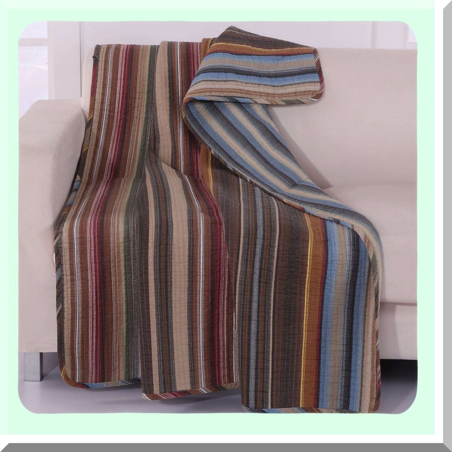 EcoCozy Reversible Cotton Throw Blanket, 50x60 inches, Earth Tones