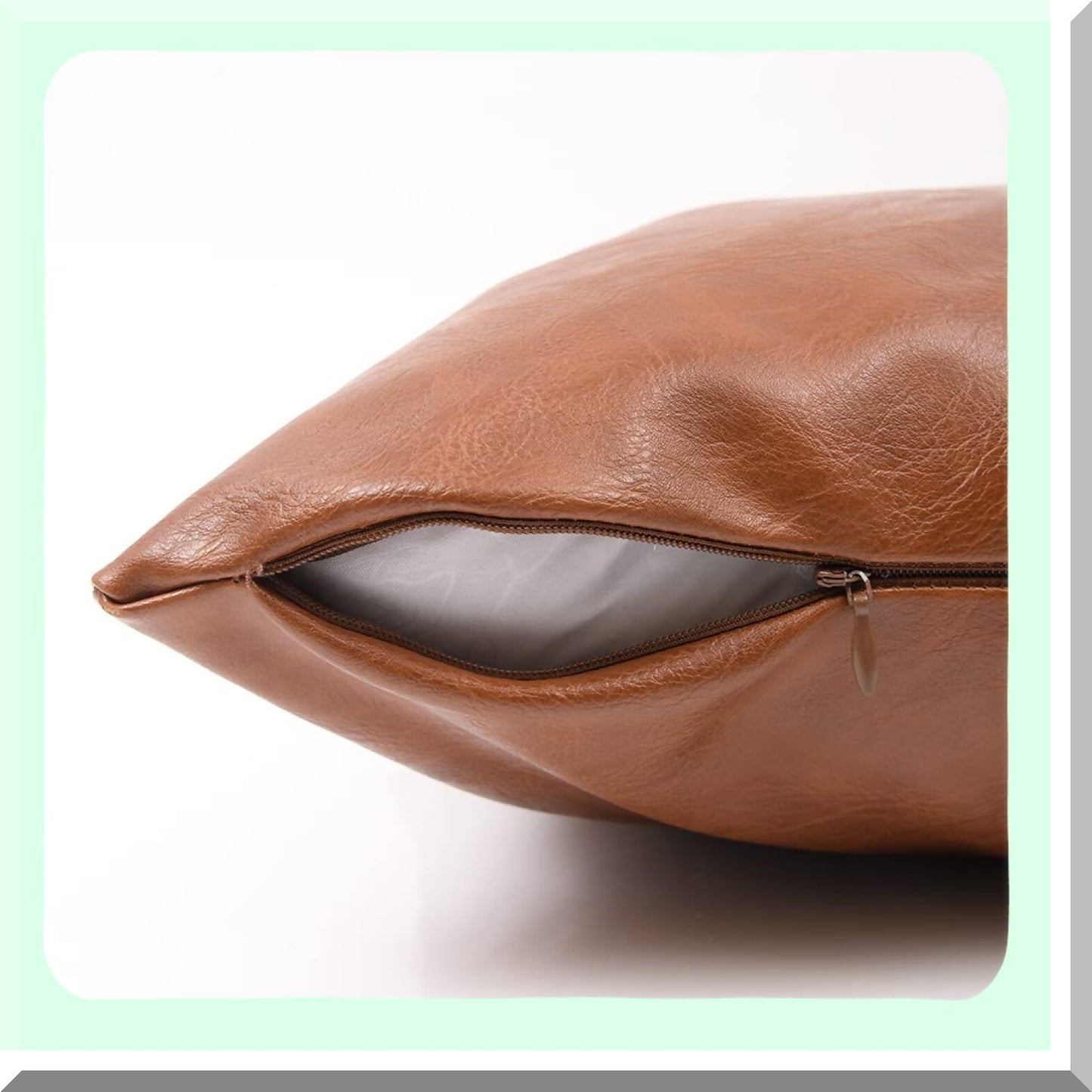 Rustic Leather Lumbar Pillow Cover - Boho Farmhouse Decorative Cushion Case for Living Room Couch Bed Sofa - Hand Stitched Rectangle Throw - Modern Home Accent