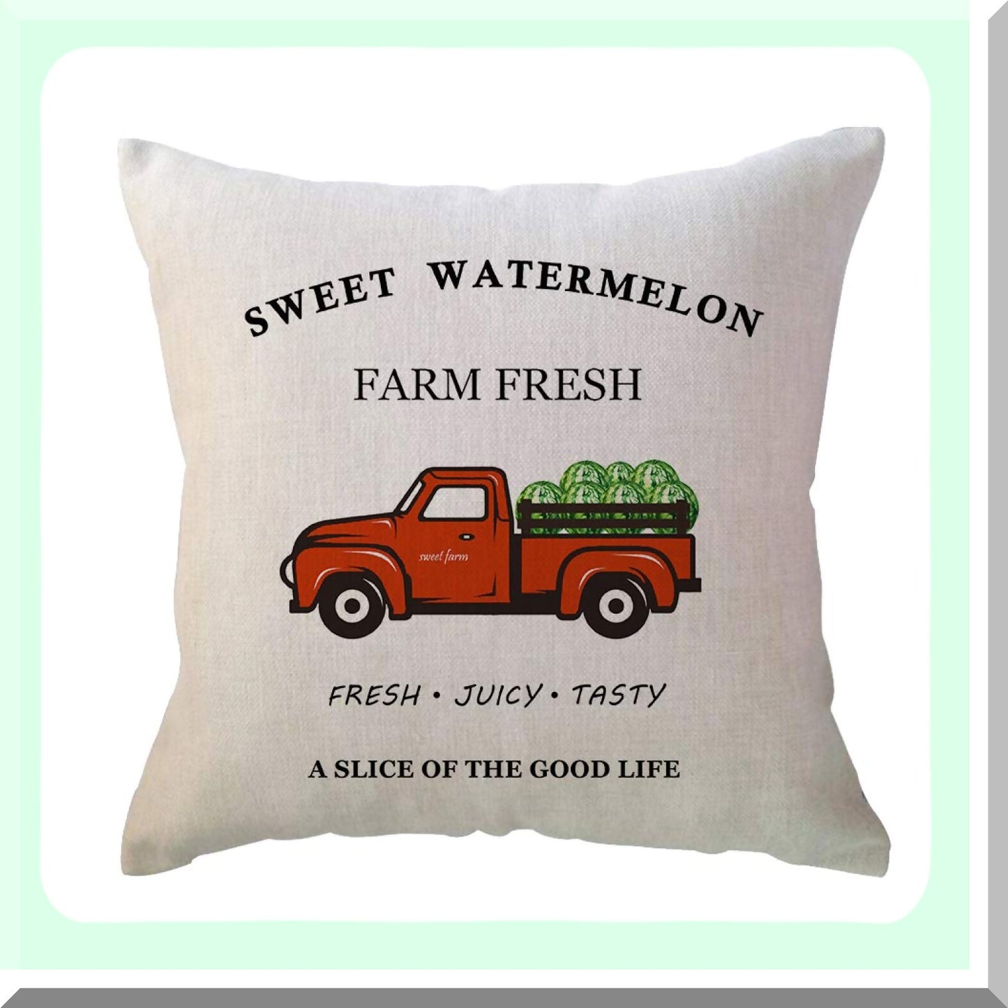 Watermelon Harvest Farmhouse Pillow Covers - Set of 2 Decorative Cushion Cases for Couch/Sofa, Summer Home Decor 18x18 inches