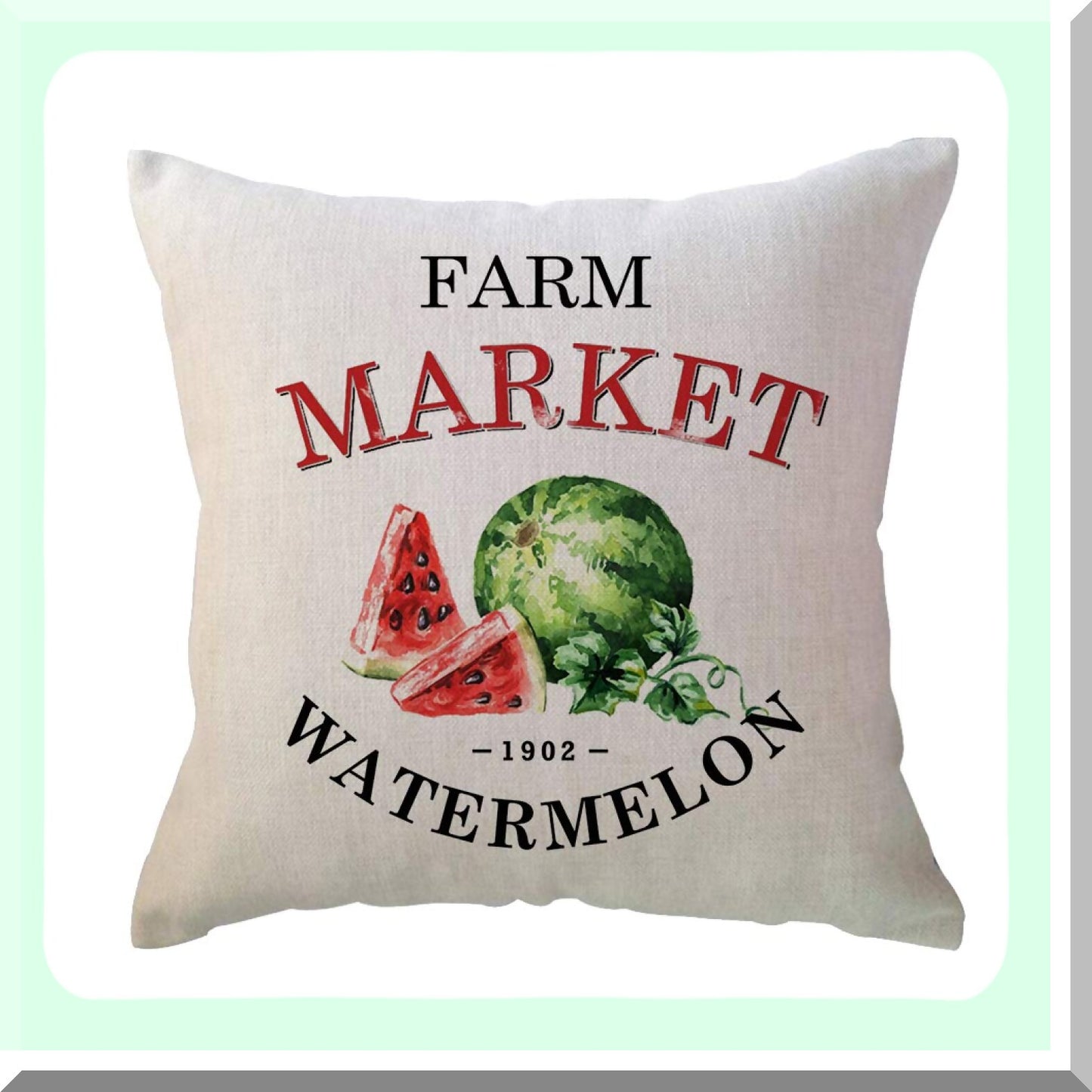 Watermelon Harvest Farmhouse Pillow Covers - Set of 2 Decorative Cushion Cases for Couch/Sofa, Summer Home Decor 18x18 inches