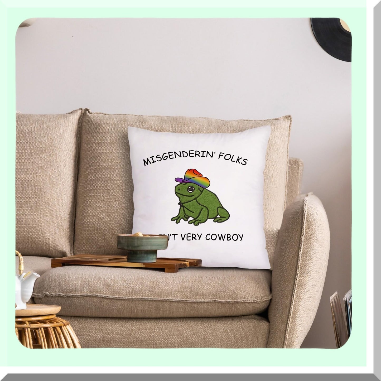 Cowboy Frog Diversity Pillow Cover - 1818 inch Misgendering Folks Ain't Very Funny - Couch Bed Sofa Pillowcase - Diversity Equity Inclusion Gift