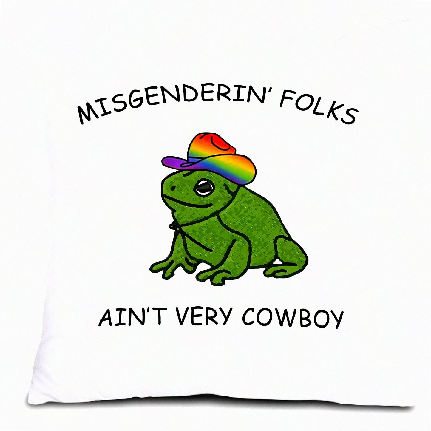 Cowboy Frog Diversity Pillow Cover - 1818 inch Misgendering Folks Ain't Very Funny - Couch Bed Sofa Pillowcase - Diversity Equity Inclusion Gift