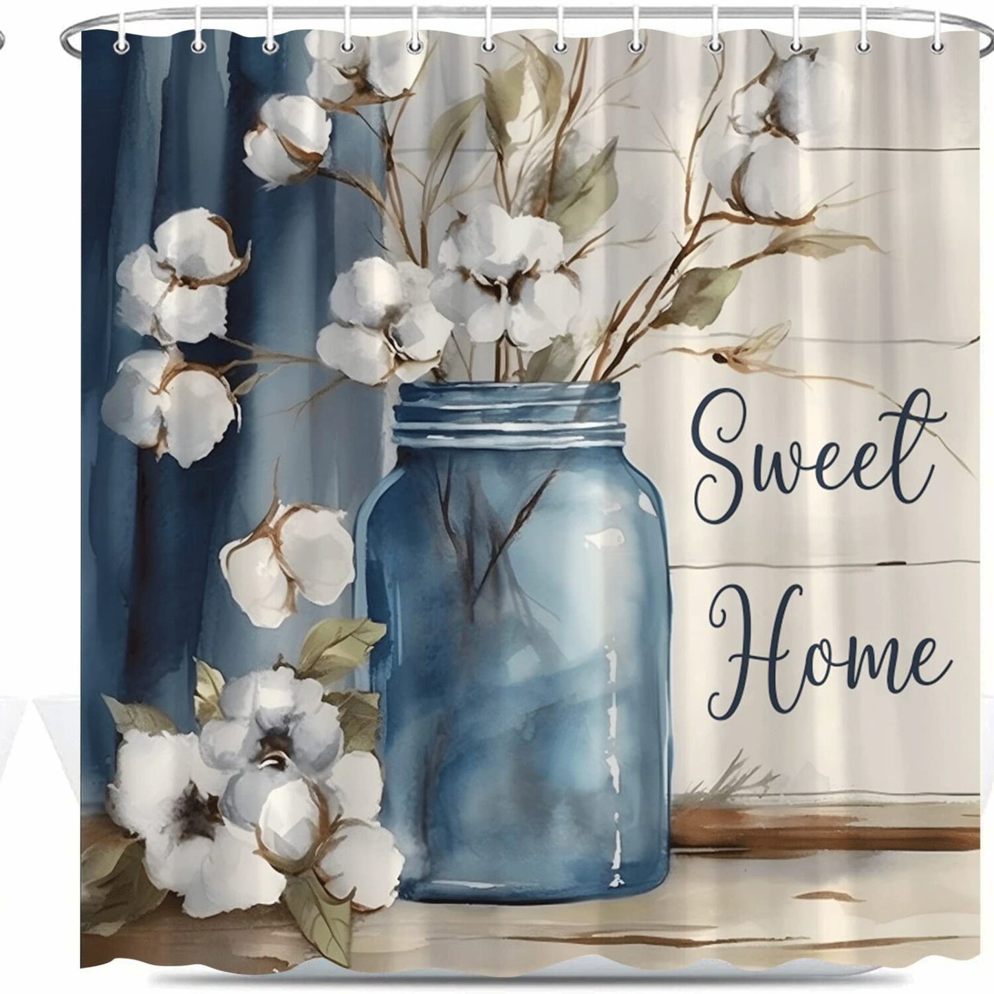 Farmhouse Floral Shower Curtain 70x70 Inch