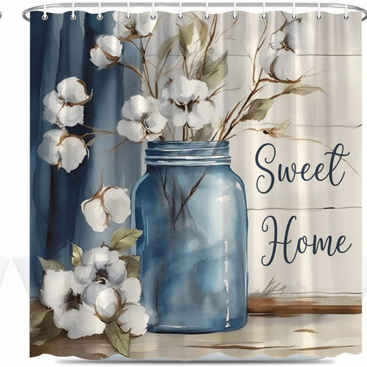 Farmhouse Floral Shower Curtain 70x70 Inch