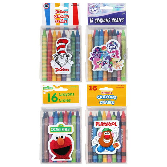 Multi-Licensed Crayons, 16-ct. Packs (Pack of 24)