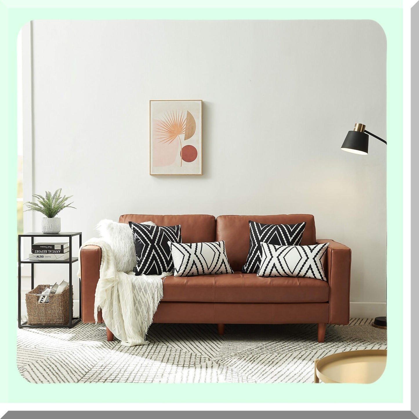 Boho Black Pillow Covers Set - 18x18 Inch Square Decorative Throw Pillow Covers for Sofa, Couch, Bed - Polyester Blend - Set of 2