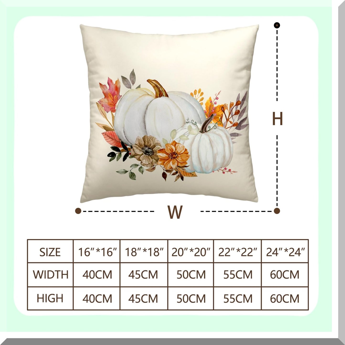 Autumn Harvest Pillowcase Set - Fall Pumpkin Flower Throw Pillow Covers 18x18 - Thanksgiving Farmhouse Decorative Pillows for Couch Sofa - Set of 2