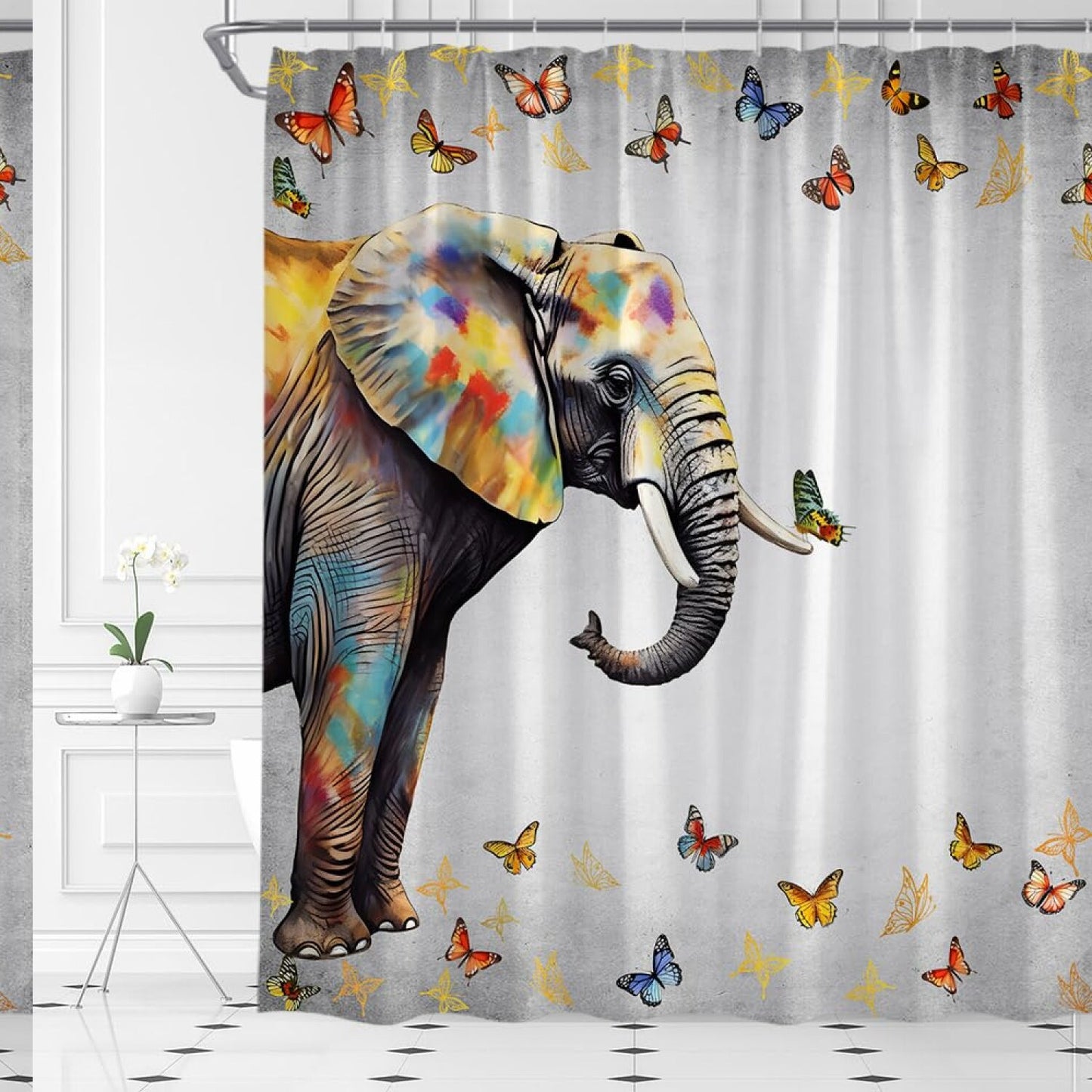 Elephant Shower Curtain Grey African Animal 70x70