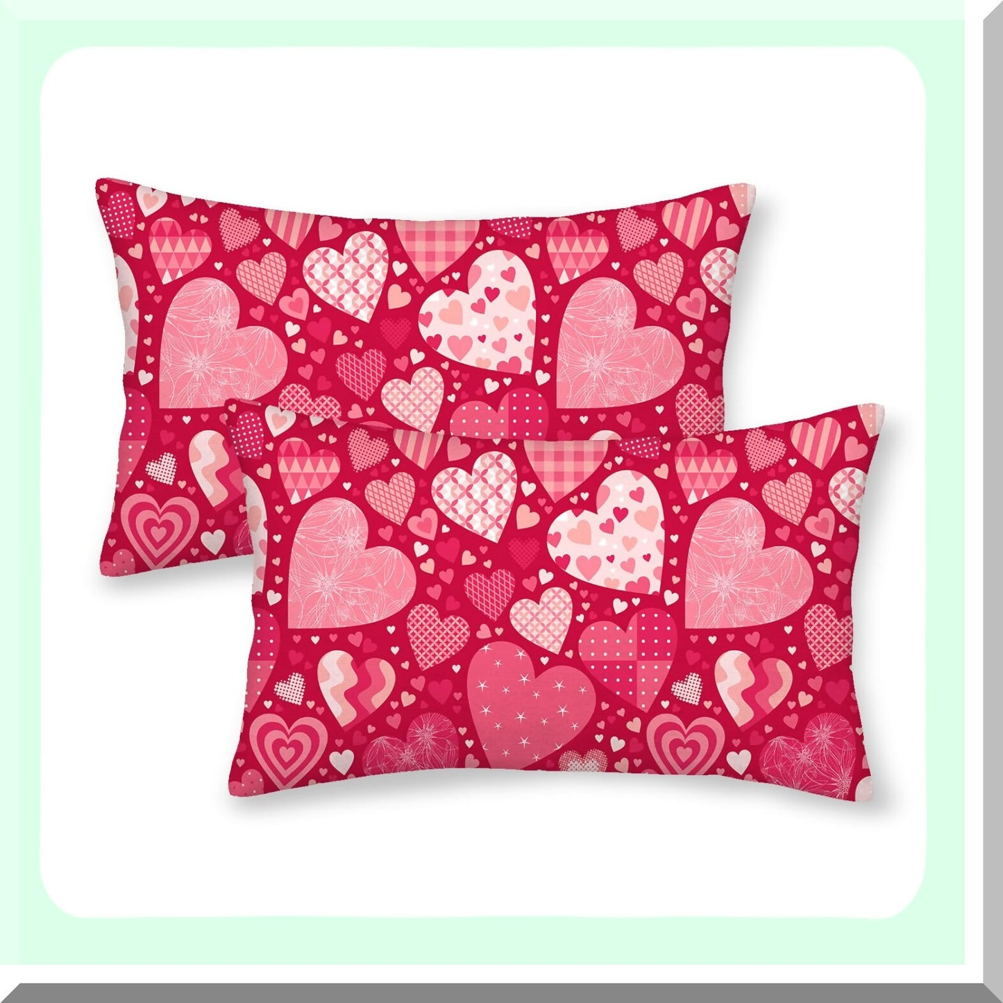 Love Heart Decorative Pillow Covers Set - Valentine's Day Mother's Day Anniversary Red Throw Pillows Case - Farmhouse Outdoor Home Sofa Bed Decor - 12x20 Inch Square Cushion Covers (Set of 2)