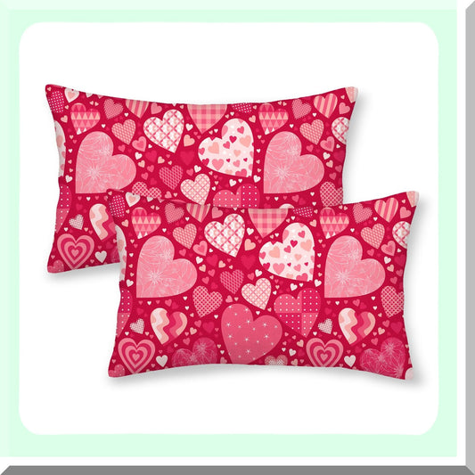 Love Heart Decorative Pillow Covers Set - Valentine's Day Mother's Day Anniversary Red Throw Pillows Case - Farmhouse Outdoor Home Sofa Bed Decor - 12x20 Inch Square Cushion Covers (Set of 2)