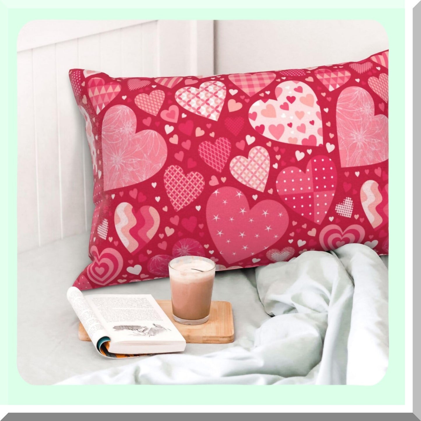 Love Heart Decorative Pillow Covers Set - Valentine's Day Mother's Day Anniversary Red Throw Pillows Case - Farmhouse Outdoor Home Sofa Bed Decor - 12x20 Inch Square Cushion Covers (Set of 2)