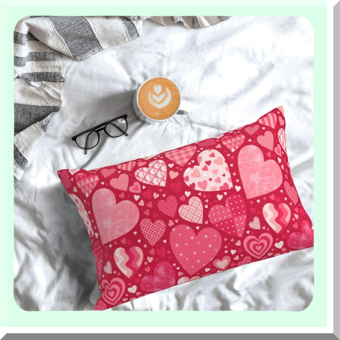 Love Heart Decorative Pillow Covers Set - Valentine's Day Mother's Day Anniversary Red Throw Pillows Case - Farmhouse Outdoor Home Sofa Bed Decor - 12x20 Inch Square Cushion Covers (Set of 2)