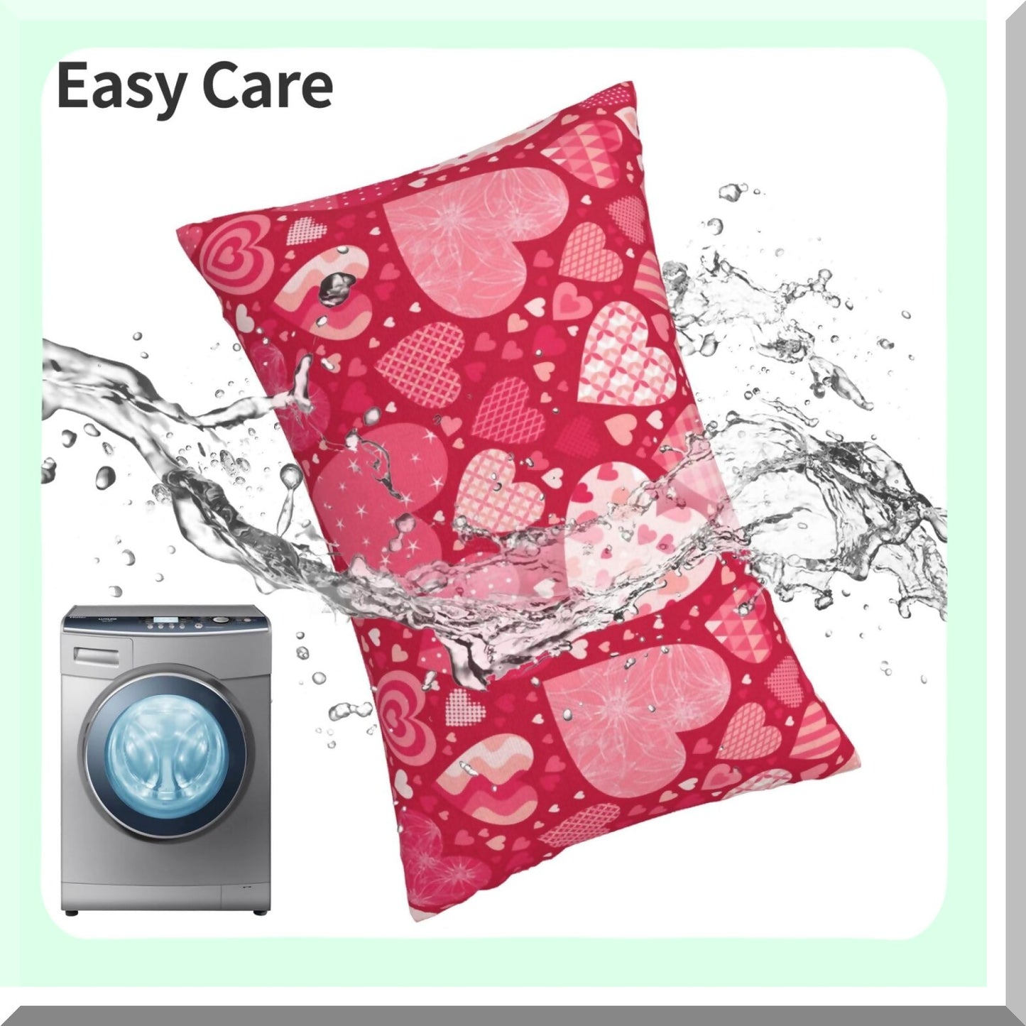 Love Heart Decorative Pillow Covers Set - Valentine's Day Mother's Day Anniversary Red Throw Pillows Case - Farmhouse Outdoor Home Sofa Bed Decor - 12x20 Inch Square Cushion Covers (Set of 2)