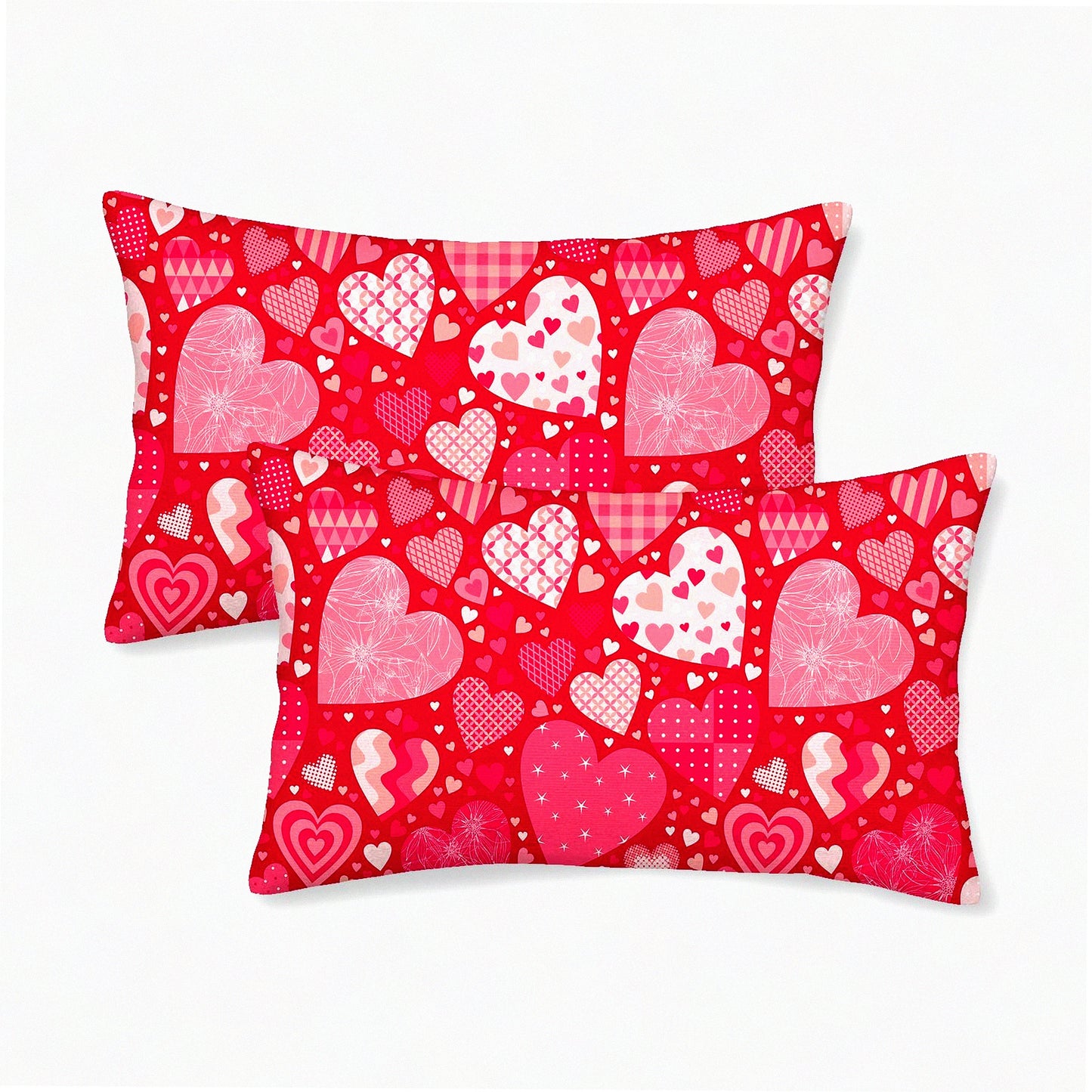 Love Heart Decorative Pillow Covers Set - Valentine's Day Mother's Day Anniversary Red Throw Pillows Case - Farmhouse Outdoor Home Sofa Bed Decor - 12x20 Inch Square Cushion Covers (Set of 2)