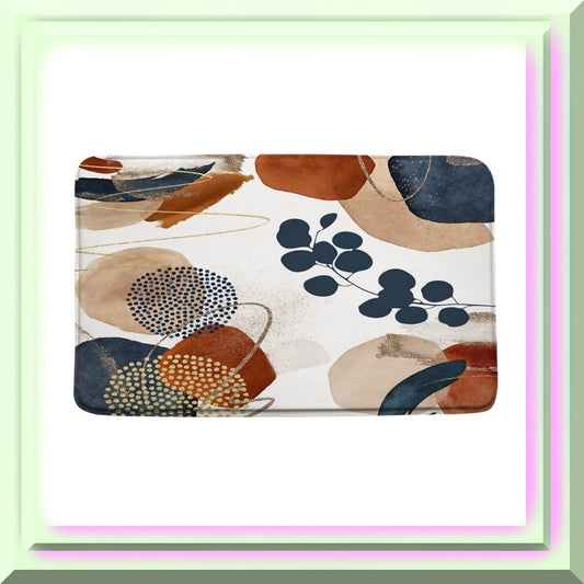 Boho Mid Century Navy Blue Bathroom Rug 17.7 x 29.5 Inch