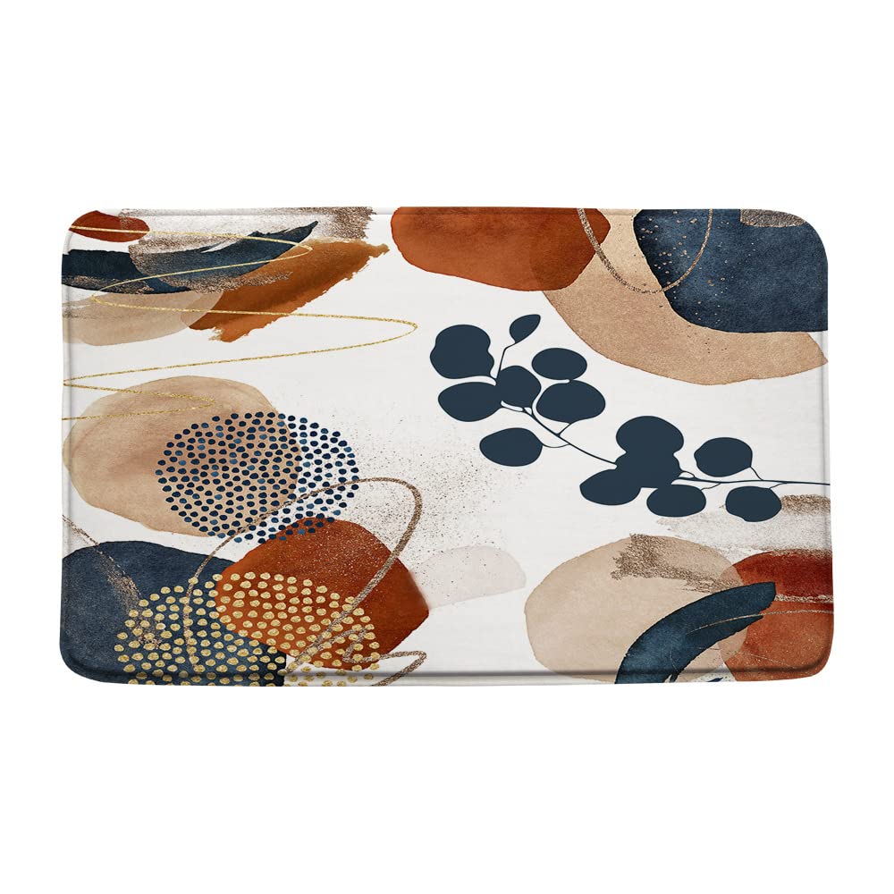 Boho Mid Century Navy Blue Bathroom Rug 17.7 x 29.5 Inch