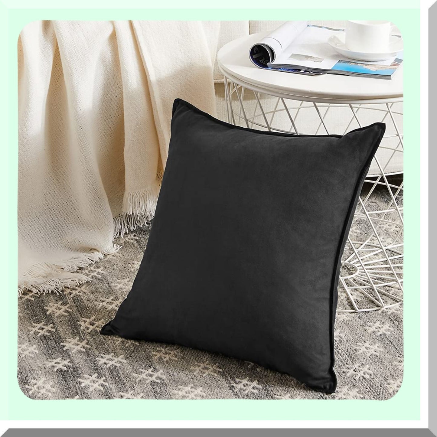 SuperSoft Black Suede Pillow Covers - 2 Pack 18x18 Inch - Solid Cushion Cover for Living Room Sofa Bedroom - Decorative Throw Pillow Case 45x45 cm - Couch Accent Pillows - Soft Decor Square Cushion Case