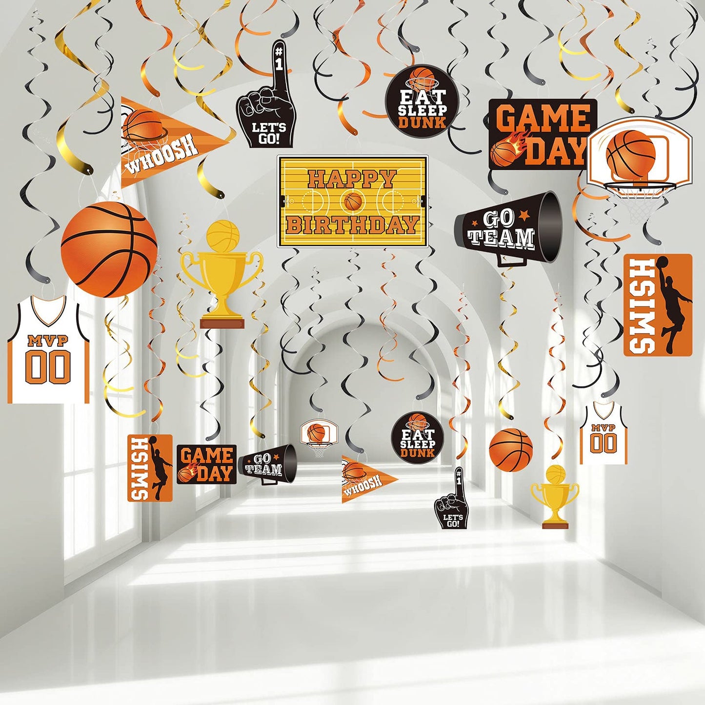 Basketball Party Hanging Swirls Decorations for Events