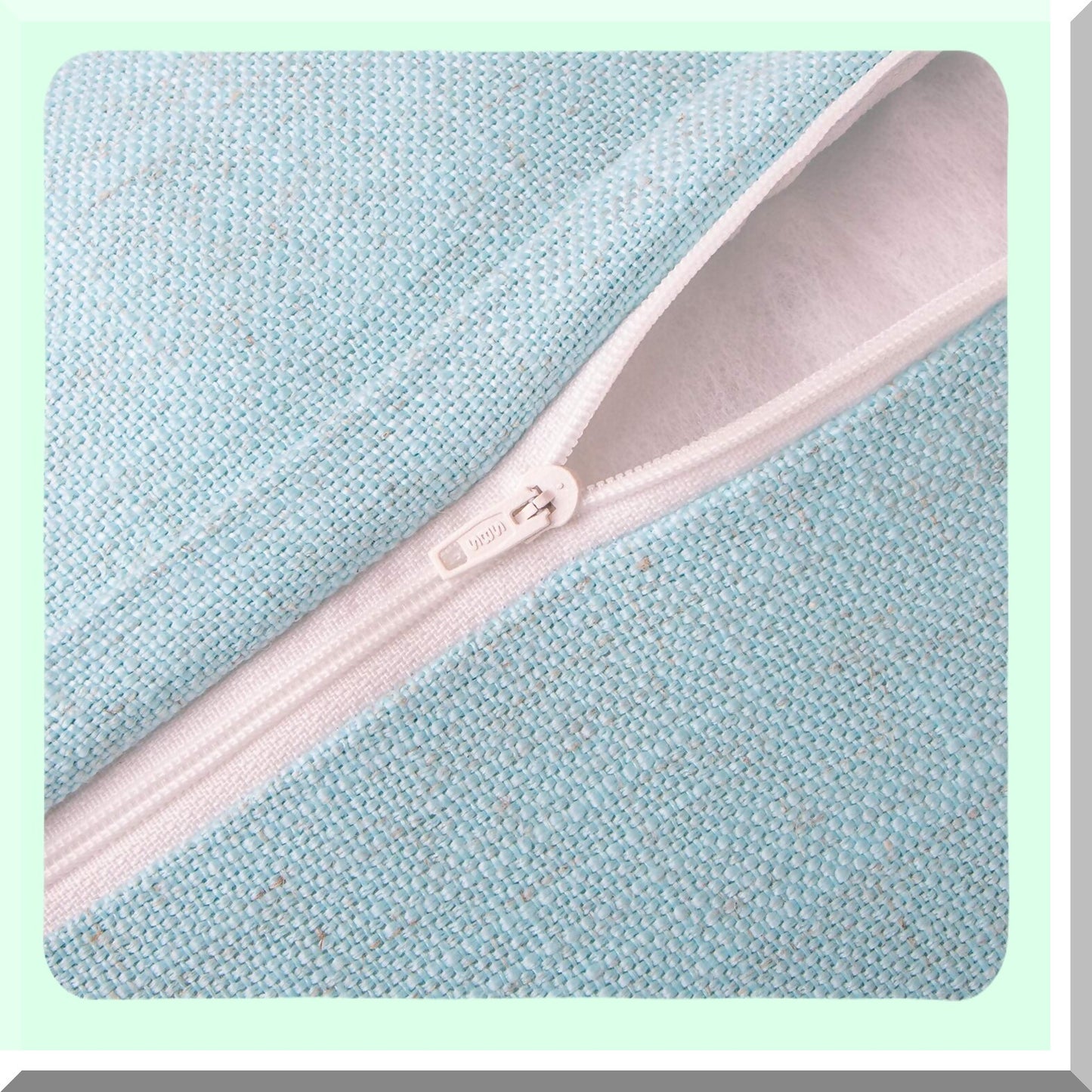 Rustic Linen Trimmed Throw Pillow Covers - Set of 2 Farmhouse Decorative Cushion Cases for Fall Outdoor Decor, Light Blue 18x18 inches