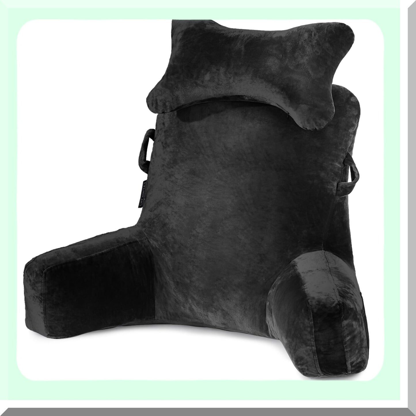 ComfortMax Reading Support Pillow - Detachable Neck Roll, Higher Arm Support - Backrest Pillow for Adults - Ideal for Reading, Watching TV, Gaming - Black