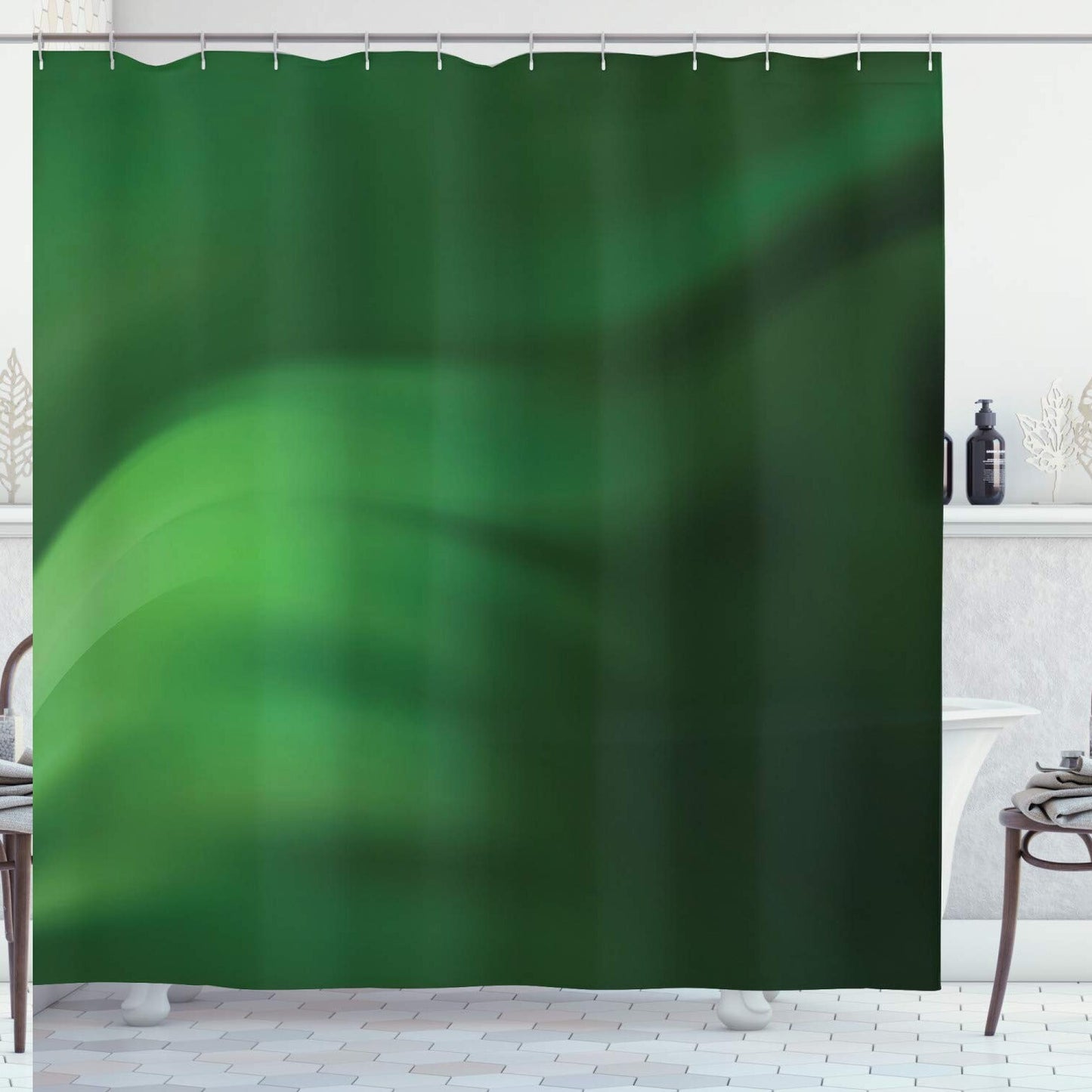 Forest Green Shower Curtain 69x70 with Abstract Pattern