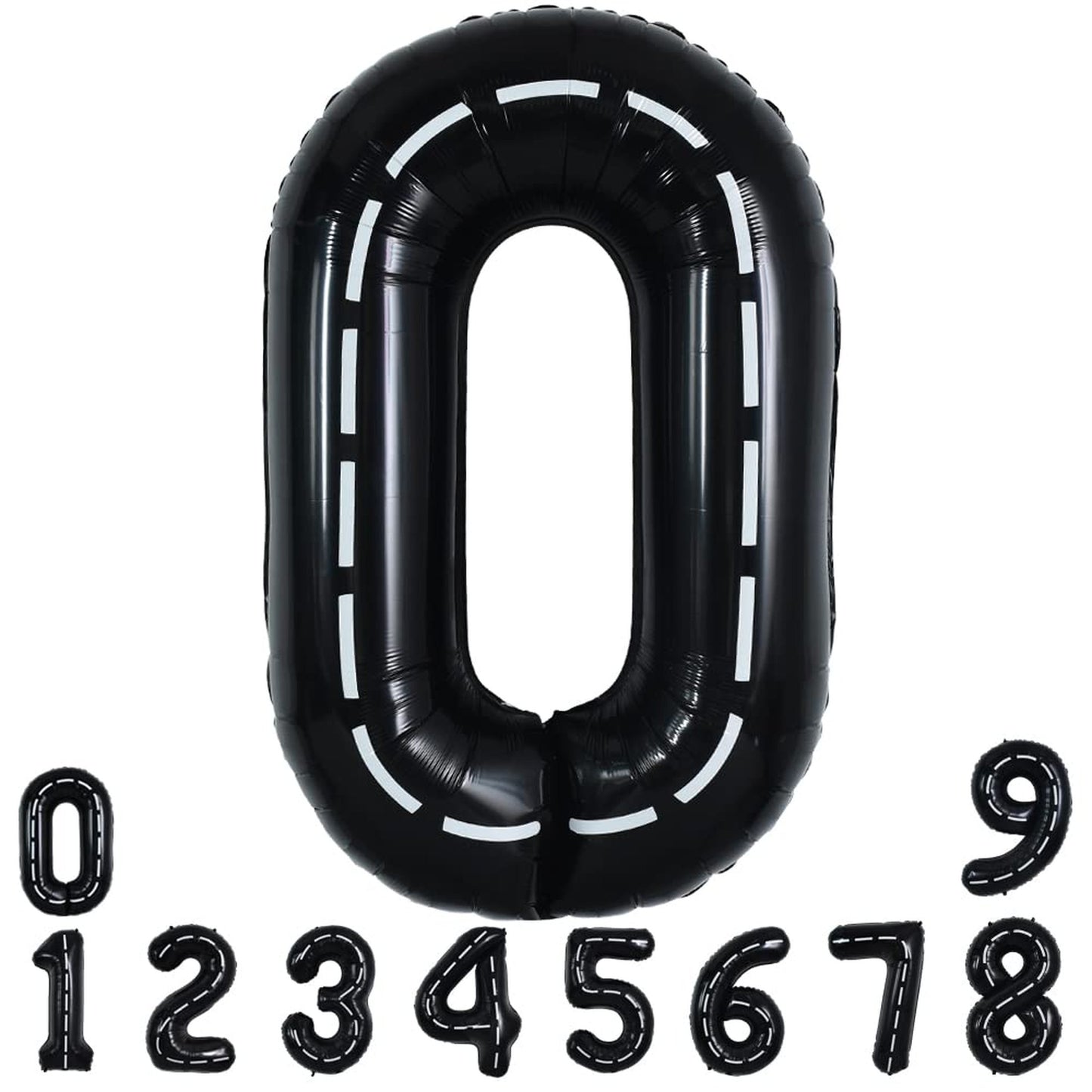 Monster Jam Black Number 0 Balloons - Jumbo Race Car Birthday Party Supplies for Boys - 40 Inch Helium Mylar Decorations - Truck Theme