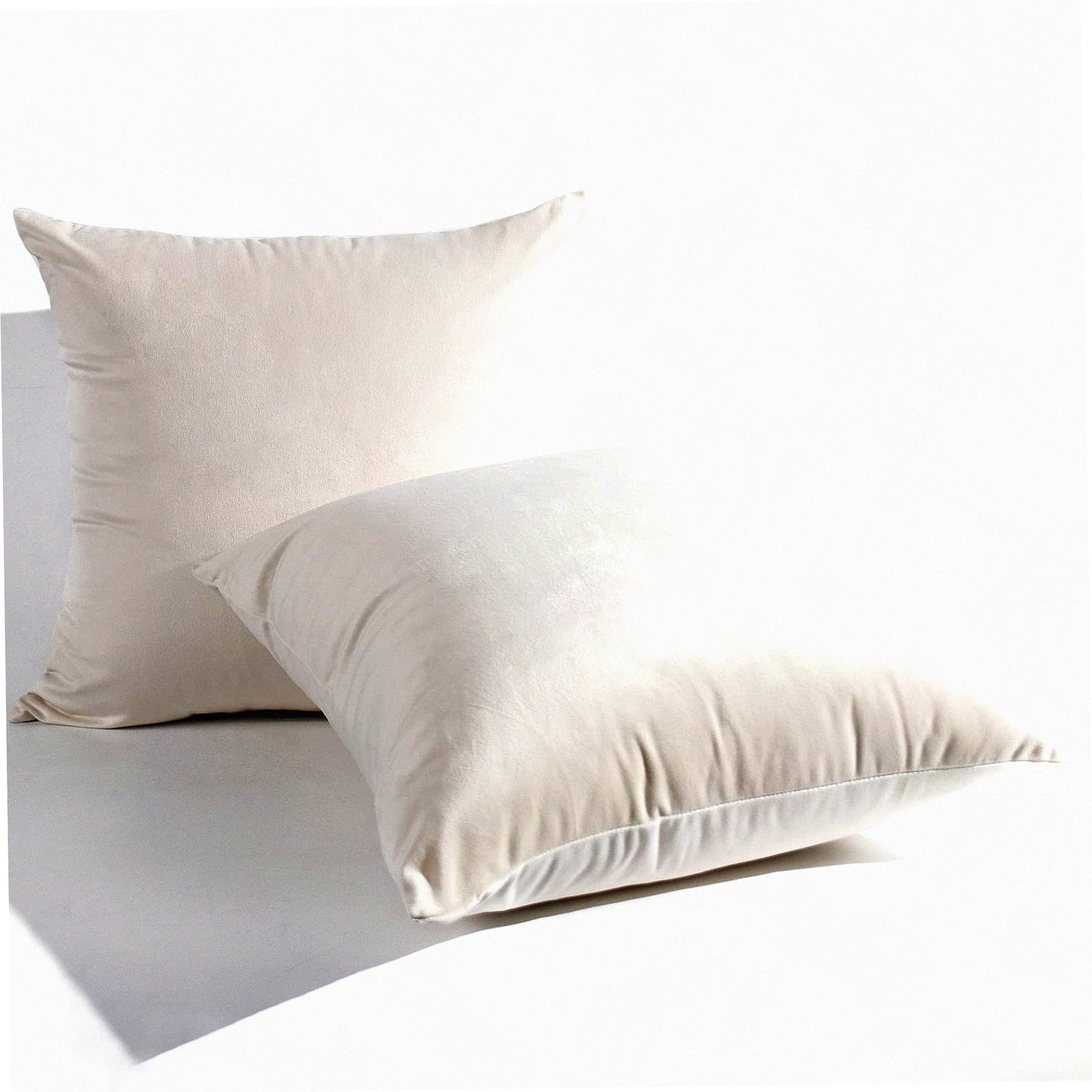 Boho Farmhouse Pillow Set - Decorative Square Cushion Covers for Couch, Sofa, Bed, Chair - Cream/White Throw Pillowcase Duo - Home Room Decor