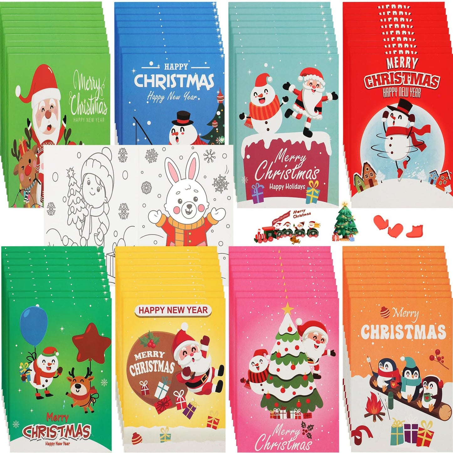 Xmas Fun Coloring Book Set - 72 Pcs Mini Bulk Party Favors for Kids! Perfect Stocking Stuffers, Goodie Bags Fillers, School Activities & Gifts. 8 Styles Available!