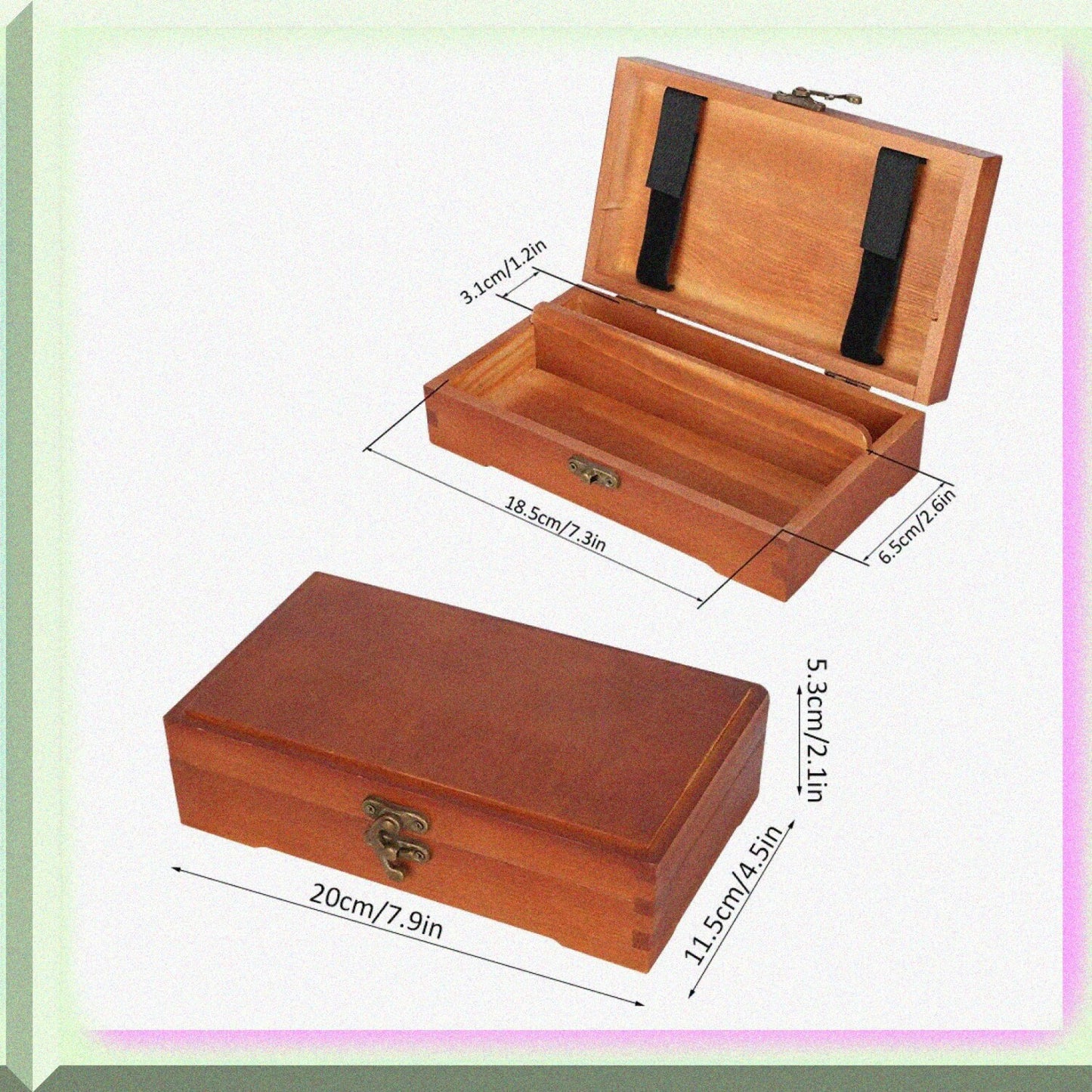 Vintage Wooden Storage Box with Hinged Lid and Lock