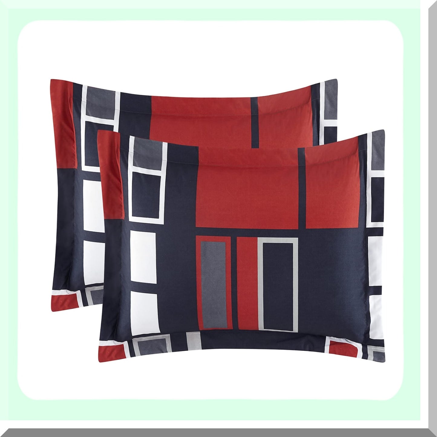 Plaid Fusion 6-Piece Twin Bedding Set - Black Gray Red Comforter Collection with Pillow Shams, Sheets, Bed Skirt, Pillowcases - Cozy Bedroom Decor