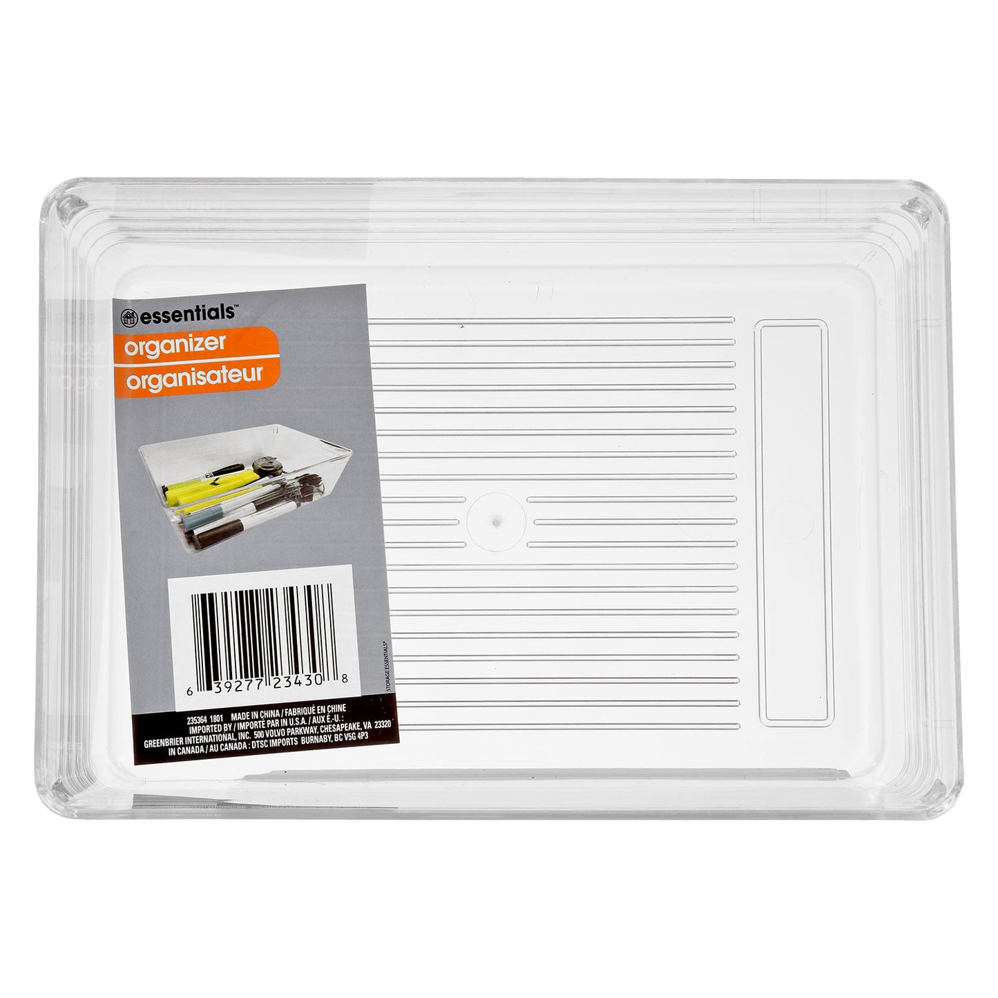 Essentials Clear Rectangular Drawer Organizers, 8.75x6.25 in. (Pack of 12)