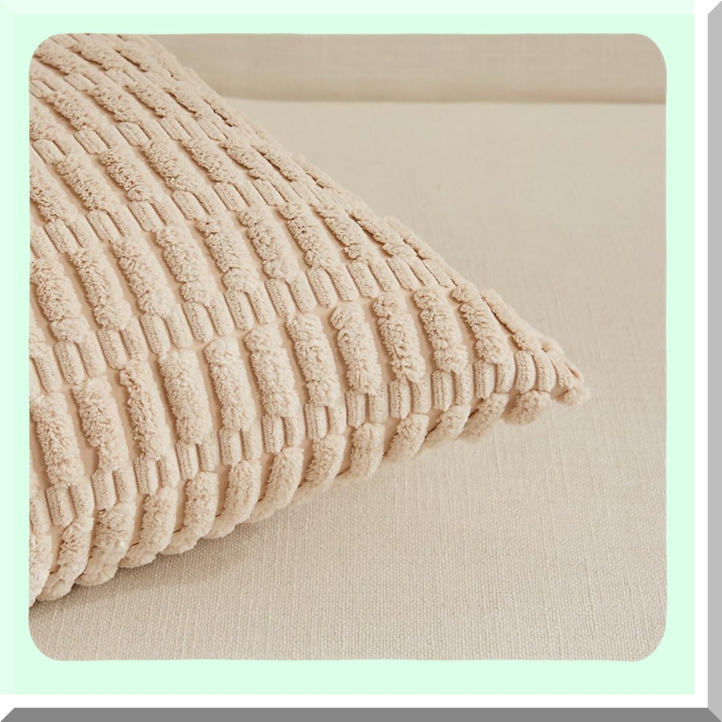 Rustic Farmhouse Striped Corduroy Pillow Covers - Set of 4 | Soft Plush Boho Cushion Cases for Living Room Couch Bed Sofa | Neutral Decor Home Decor 18x18 Inch 45x45 cm