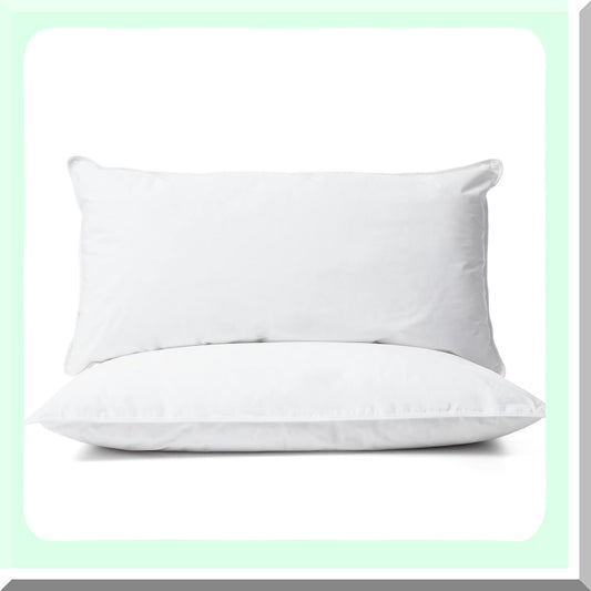 CoolLux Queen Size Cooling Pillows - Pack of 2 White Luxury Pillows for Back and Side Sleepers with 100% Cotton Pillow Cover