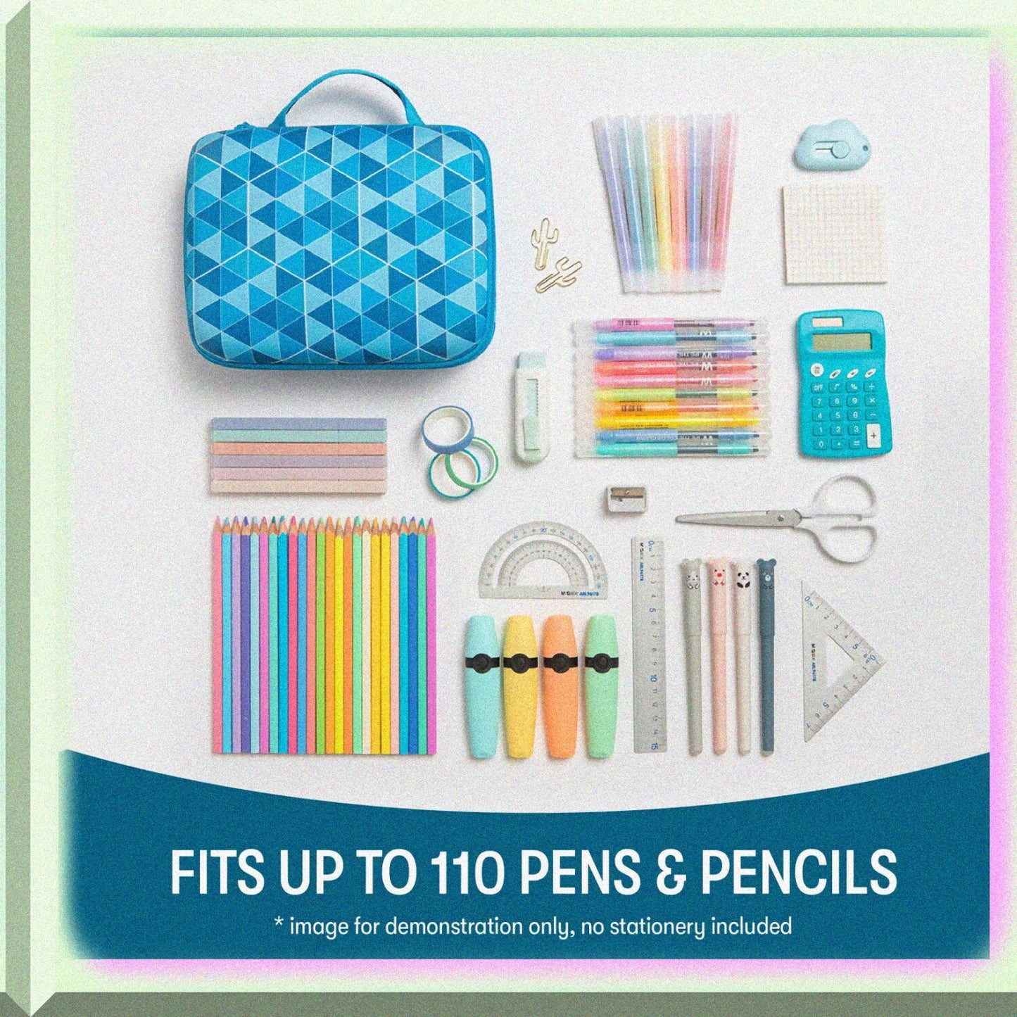 Jumbo Pencil Box Blue 9x7.5x3.5 Inches