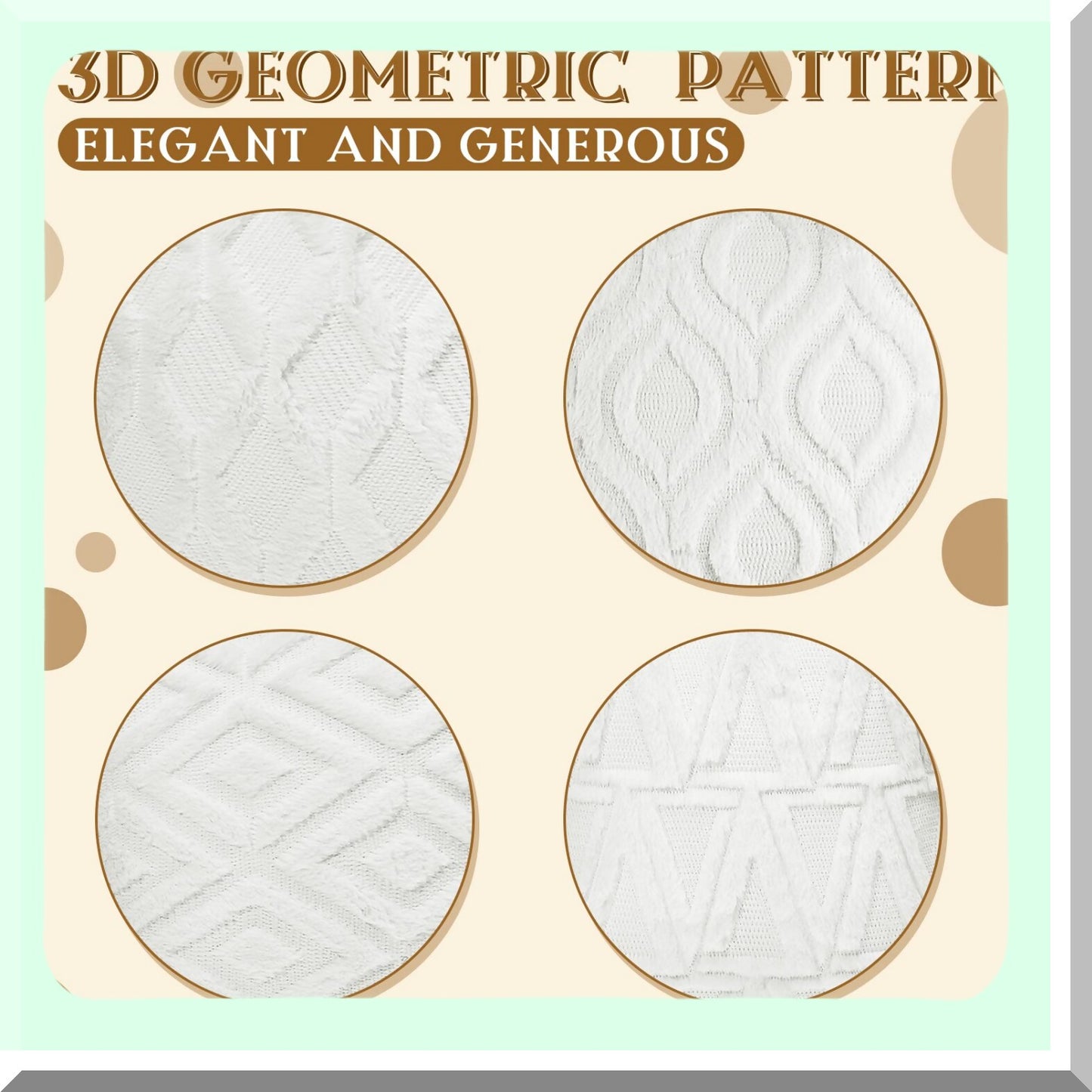 Boho Wool Velvet Pillow Covers - Set of 4 Soft Plush Square Cushion Cases for Couch, Bed, Sofa, Bedroom - 18 x 18 Inch Cream White Decor