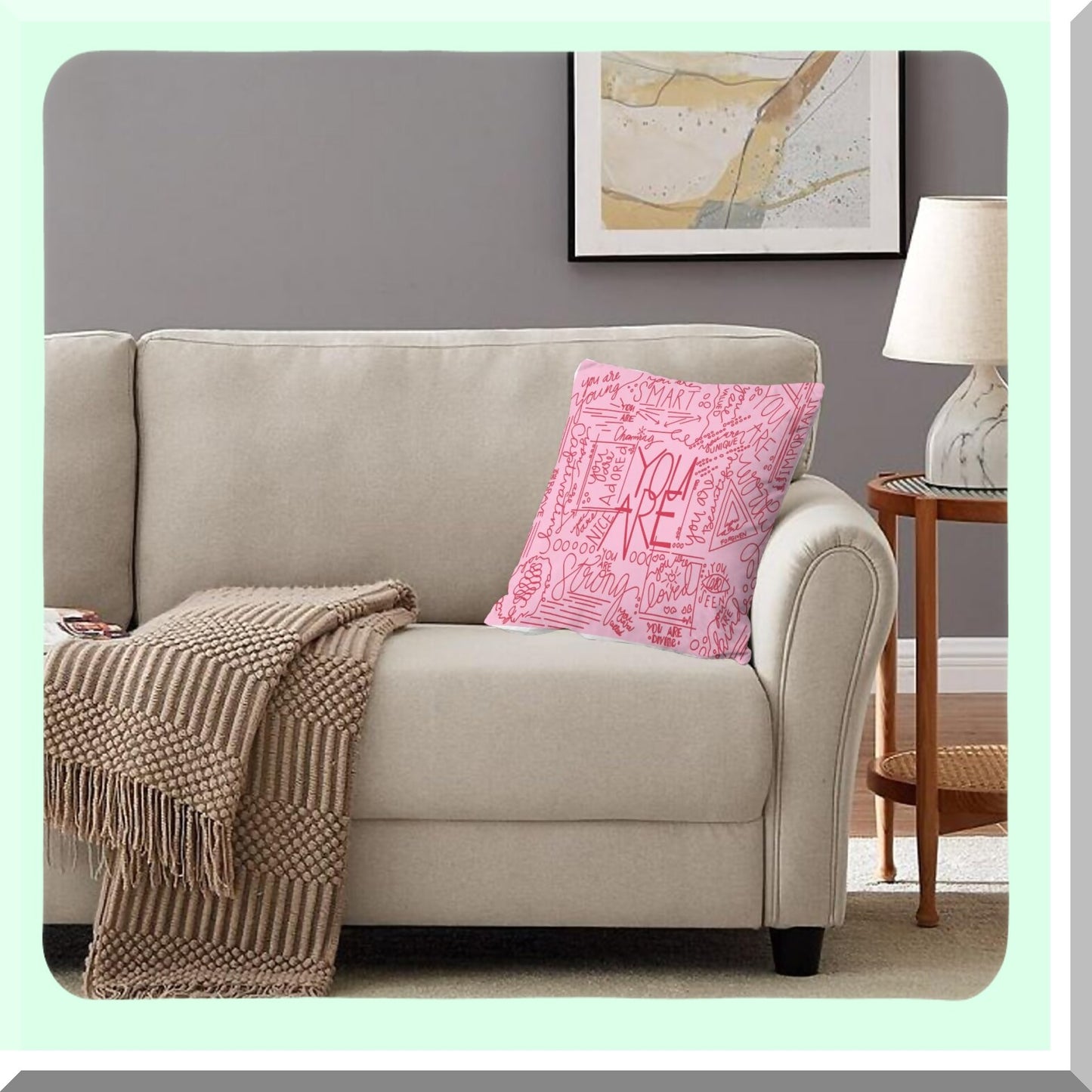 Inspirational You Are Smart Throw Pillow - Encouragement Gift for Women, Kids, Girls - Mental Health Quote Cover 18x18 - Pink Decor