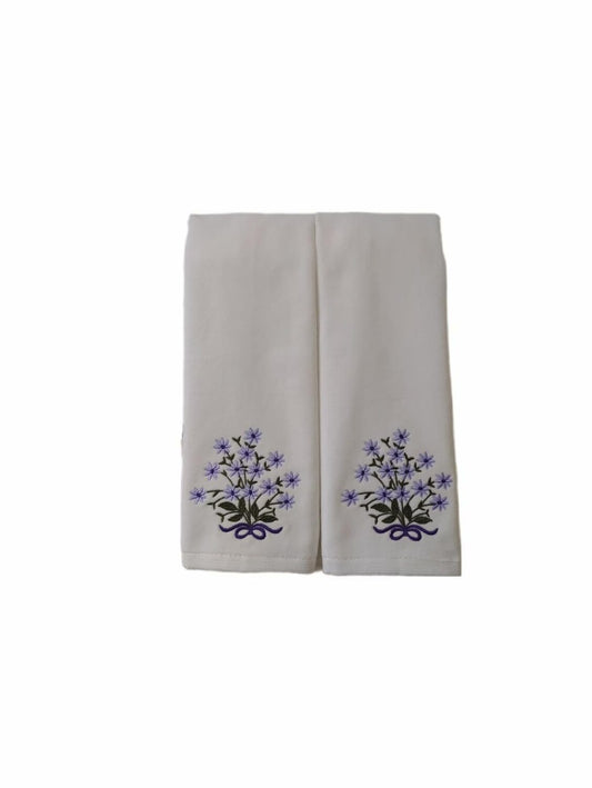Hand Towels Set of 2 Embroidered Rose 11x18 Inch