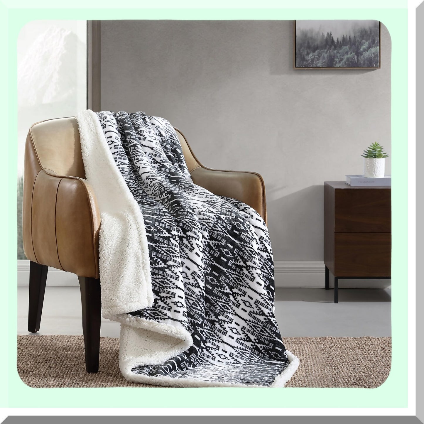 CozyReverie Sherpa Fleece Throw Blanket - All-Season Reversible Home Decor in San Juan Grey